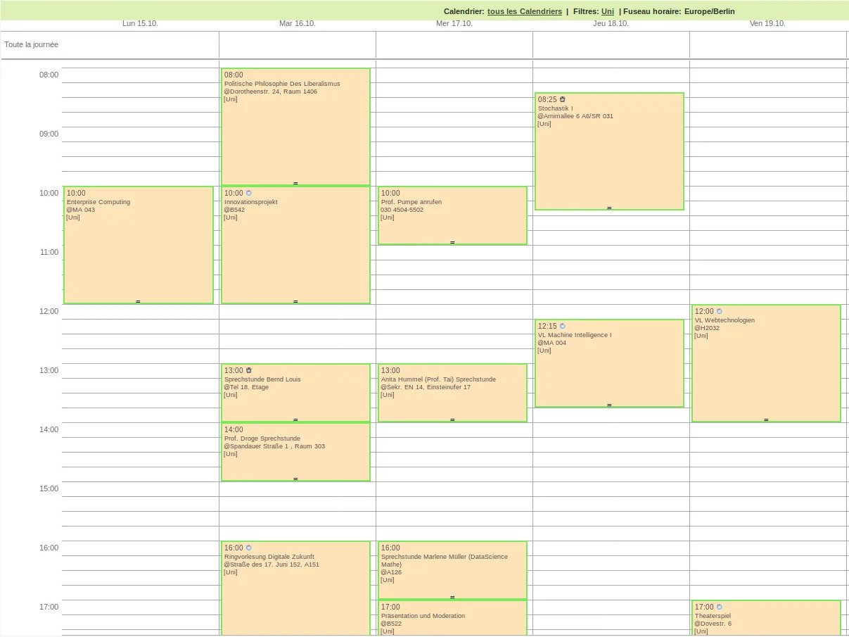 Die Termine der Kategorie "Uni" aus meinem Kalender im Oktober 2018
