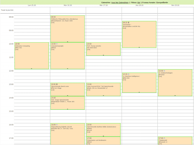 Die Termine der Kategorie "Uni" aus meinem Kalender im Oktober 2018